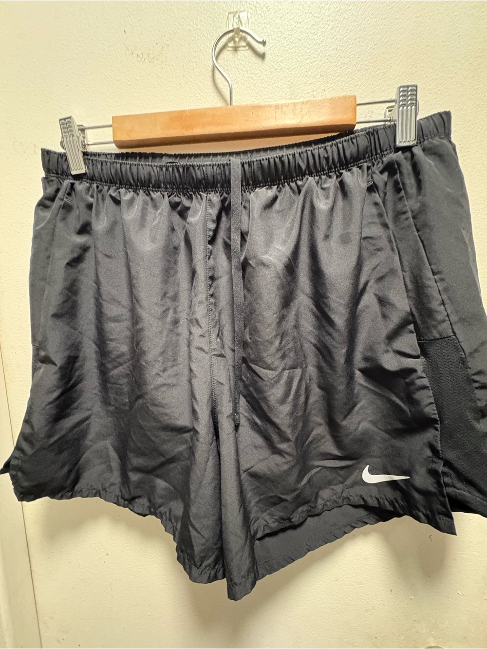 Nike Women's Black Athletic Running Shorts with White Swoosh size L